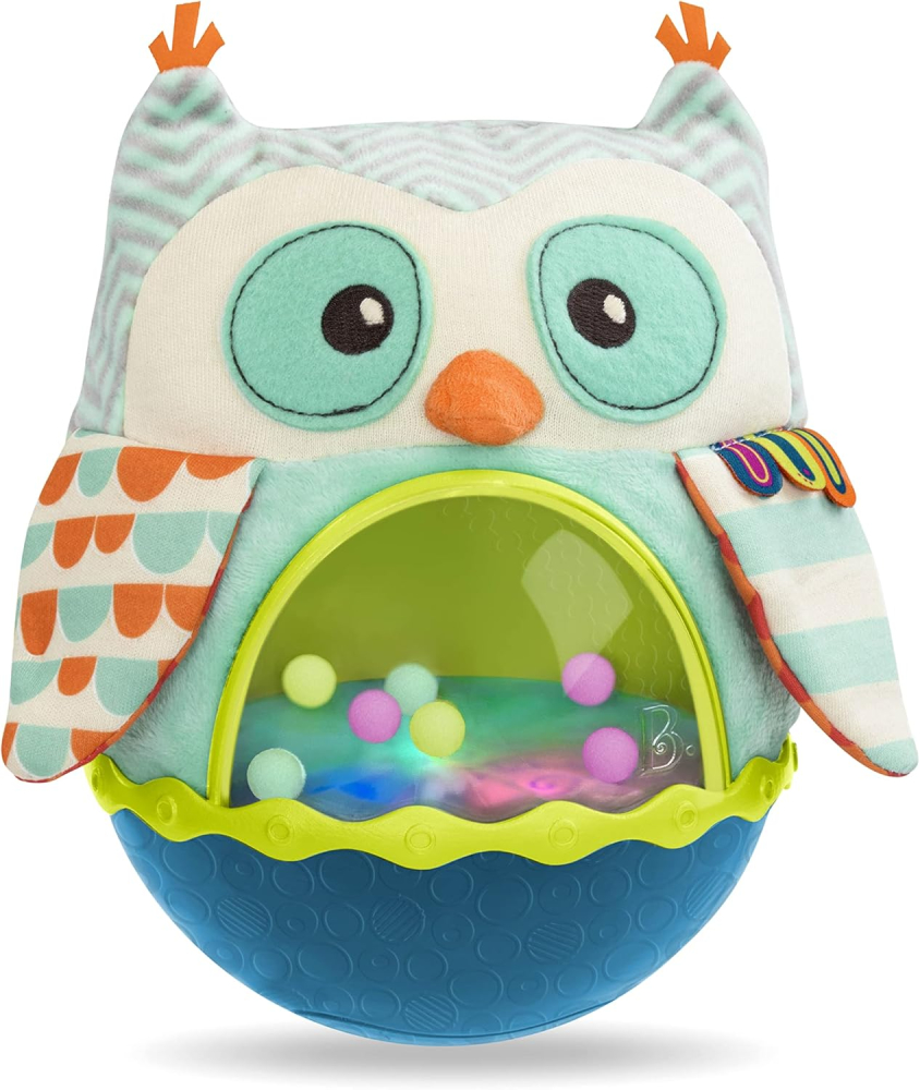 B. toys – Owl Be Back – Crawling – Tummy Time – Sensory & Musical Toy for Babies – Wobbling Toy with Colorful Balls – 6 Months