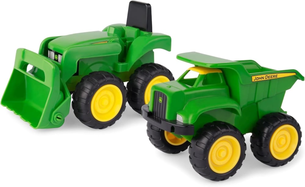 John Deere TOMY Sandbox Vehicle 2 Pack | Truck and Tractor Toy | Indoor and Outdoor Play |Toddler Friendly Toys | Construction Site Fun in the Sandbox