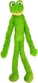 MULTIPET Swingin Slevin Frog Plush Dog Toy Soft Fun Squeaky Interactive Chewing Playing Fetch Cuddly Stuffed Animal Lightweight for All Breeds 27"