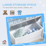ZONEKIZ 2 In 1 Wooden Toy Box, Kids Storage Bench, Toy Chest with Safety Rod - Grey - Image 9