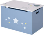 HOMCOM Kids Wooden Toy Box Children Storage Chest Organiser Side Handle Safety Hinge Play Room Furniture Blue