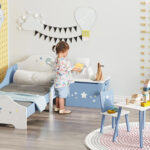 HOMCOM Kids Wooden Toy Box Children Storage Chest Organiser Side Handle Safety Hinge Play Room Furniture Blue - Image 6