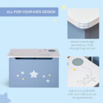 HOMCOM Kids Wooden Toy Box Children Storage Chest Organiser Side Handle Safety Hinge Play Room Furniture Blue - Image 7