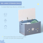 HOMCOM Kids Wooden Toy Box Children Storage Chest Organiser Side Handle Safety Hinge Play Room Furniture Blue - Image 8