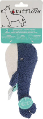 Tufflove Luxury Plush Whale Toy for Dogs, Medium, Tough Dog Toy, for Medium to Large Dogs, Blue