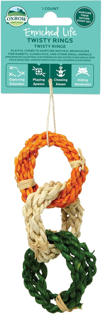 Oxbow Enriched Life Twisty Rings - Rabbit Toys, Guinea Pig Toys, Hamster, Rabbit, Chinchilla, Rat, Chinchilla Cage Accessories, Guinea Pig Accessories for Cage