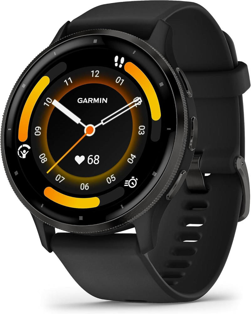 Garmin Venu 3 GPS 45mm Smartwatch, AMOLED Touchscreen, All-day Advanced Health & Fitness Features, Voice Functionality, Music Storage, Wellness Smartwatch with up to 14 days battery life, Black