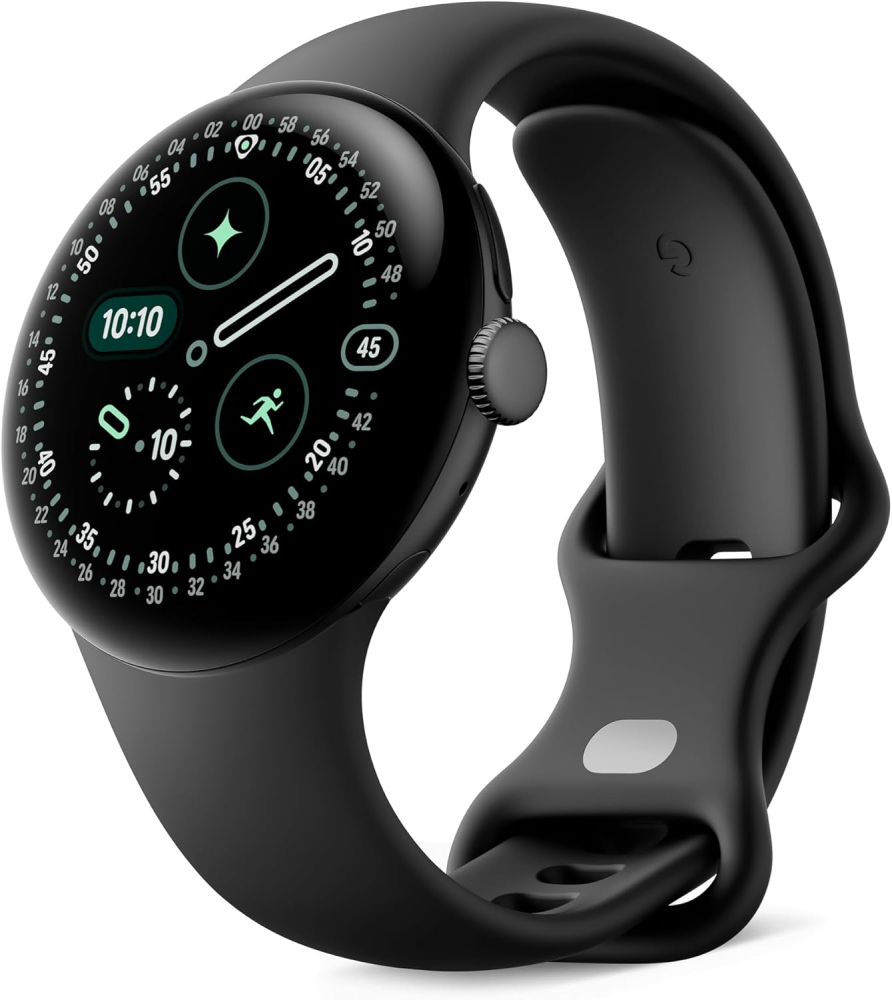 Google Pixel Watch 4 (41 mm) - Android smartwatch with Domed Display, Comprehensive Health and Fitness Tracking and Help from Gemini - Matte Black Aluminium Case - Obsidian Active Band - Wi-Fi