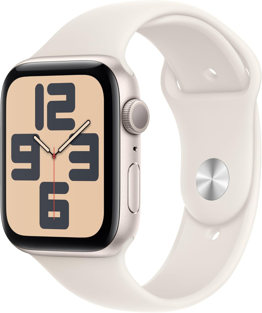 Apple Watch SE (2nd Gen) GPS 44mm Smartwatch with Starlight Aluminium Case with Starlight Sport Band - M/L. Fitness and Sleep Trackers, Crash Detection, Heart Rate Monitor, Retina Display