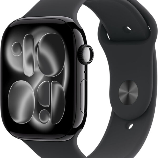 Apple Watch Series 11 GPS + Cellular 46mm Smartwatch with Jet Black Aluminium Case with Black Sport Band M/L. Sleep Score, Fitness Tracker, Health Monitoring, Always-On Display, Water Resistant