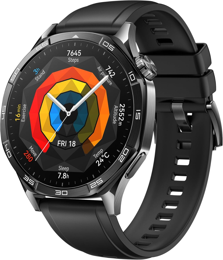 HUAWEI WATCH GT 5 46mm Smartwatch, Sharp-Edged Design, All-new Running and Cycling Sports, Health Tracking, up to 14 Days Battery Life, Compatible with iOS and Android, Black