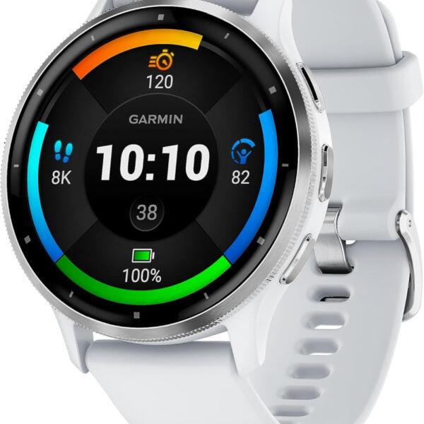 Garmin Venu 3 GPS 45mm Smartwatch, AMOLED Touchscreen, All-day Advanced Health & Fitness Features, Voice Functionality, Music Storage, Wellness Smartwatch with up to 14 days battery life, Whitestone