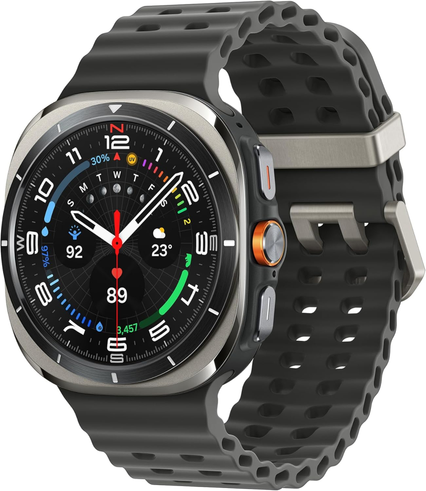 Samsung Galaxy Watch Ultra (2025), AI Smart Watch, Marine Band, Titanium Casing, Cushion Design, Quick Button, 47mm, LTE, Titanium Silver, 3 Year Extended Warranty (UK Version)