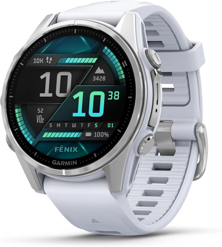 Garmin fēnix 8 GPS 43mm Premium Smartwatch, AMOLED Touchscreen, Multisport, Advanced Health & Training Features, Built-in LED flashlight, Adventure Watch with up to 10 days battery life, Whitestone