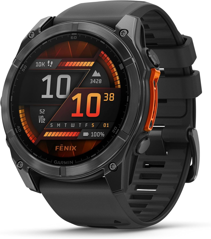 Garmin fēnix 8 GPS 51mm Premium Smartwatch, AMOLED Touchscreen, Multisport, Advanced Health & Training Features,Built-in LED flashlight,Adventure Watch with up to 16 days battery life, Slate Grey