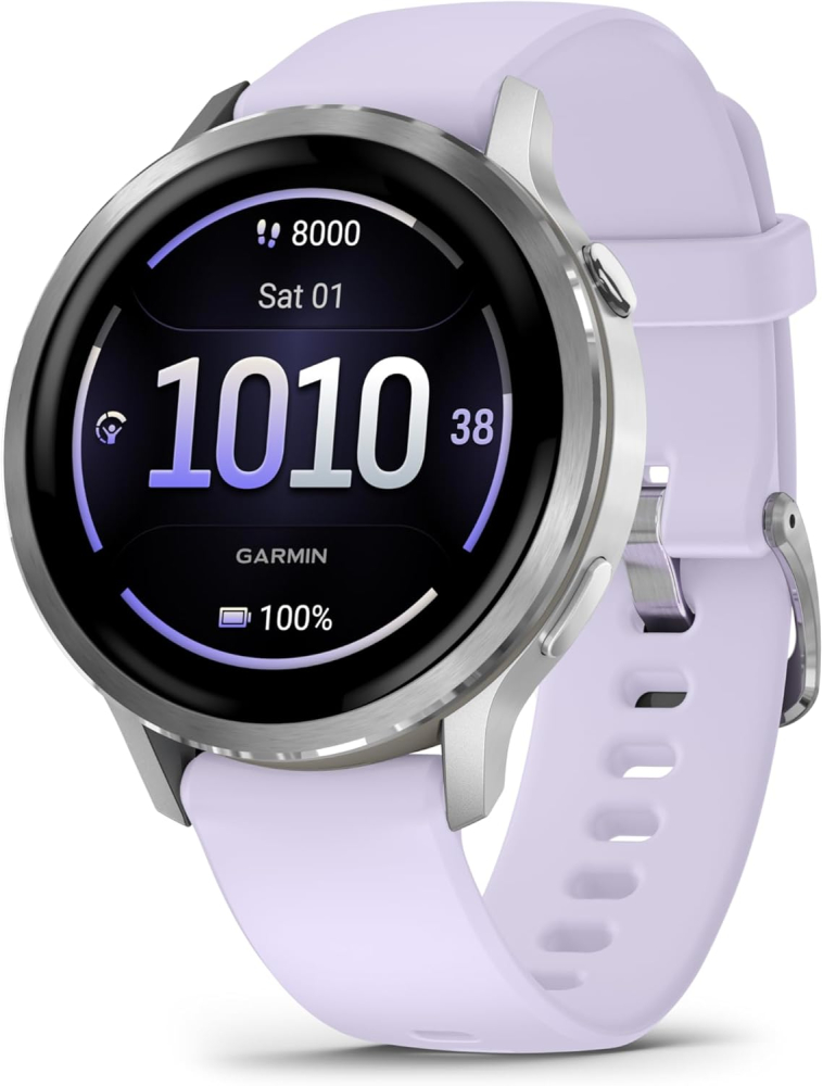 Garmin Venu 4 41mm - GPS Smartwatch, AMOLED Touchscreen, 24/7 Advanced Health & Fitness, 80+ sports apps, Flashlight, ECG app, Sleep Tracking,Fitness coach,up to 10 days battery life,Silver/Periwinkle