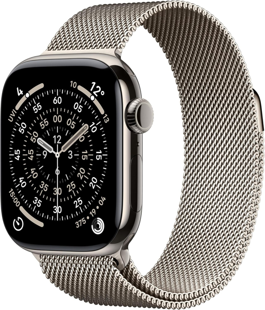 Apple Watch Series 11 GPS + Cellular 42mm Smartwatch with Natural Titanium Case with Natural Milanese Loop. Sleep Score, Fitness Tracker, Health Monitoring, Always-On Display, Water Resistant