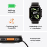 Apple Watch Ultra 3 GPS + Cellular 49mm Premium Running and Multisport Smartwatch with Rugged Natural Titanium Case with Blue/Bright Blue Trail Loop S/M. Advanced Health and Fitness Tracking - Image 2