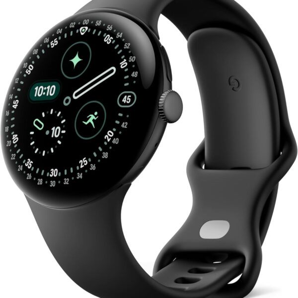 Google Pixel Watch 4 (45 mm) - Android smartwatch with Domed Display, Comprehensive Health and Fitness Tracking and Help from Gemini - Matte Black Aluminium Case - Obsidian Active Band - LTE