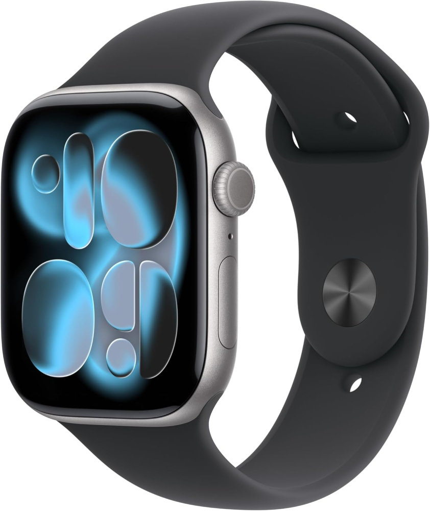 Apple Watch Series 11 GPS + Cellular 46mm Smartwatch with Space Grey Aluminium Case with Black Sport Band M/L. Sleep Score, Fitness Tracker, Health Monitoring, Always-On Display, Water Resistant