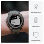 Garmin Instinct E [Renewed], 40 mm Rugged GPS Smartwatch with essential smart features, Built in Sports Apps, Supertough Design Features, Black Bezel with Charcoal Band (Renewed) - Image 3