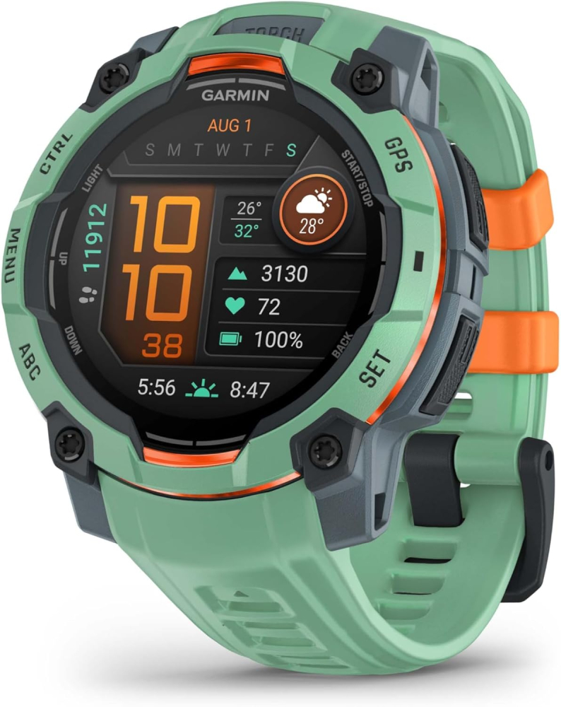 Garmin Instinct 3 GPS 45mm Smartwatch, AMOLED screen, Rugged watch, Built-in Sports Apps and Health Monitoring, LED Flashlight, Shock Resistant, 10ATM, Up to 18 days Battery Life, Neotropic