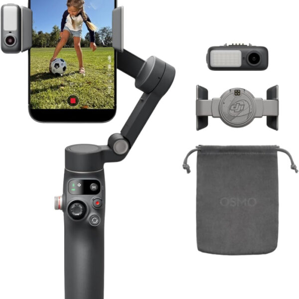 DJI Osmo Mobile 8 Gimbal Stabilizer for Phone, AI Native Tracking with Audio & Lighting, 360° Pan Rotation, Built-in Extension Rod & Tripod, 10h Battery, Extension Rod, Robust 3-Axis Stabilization