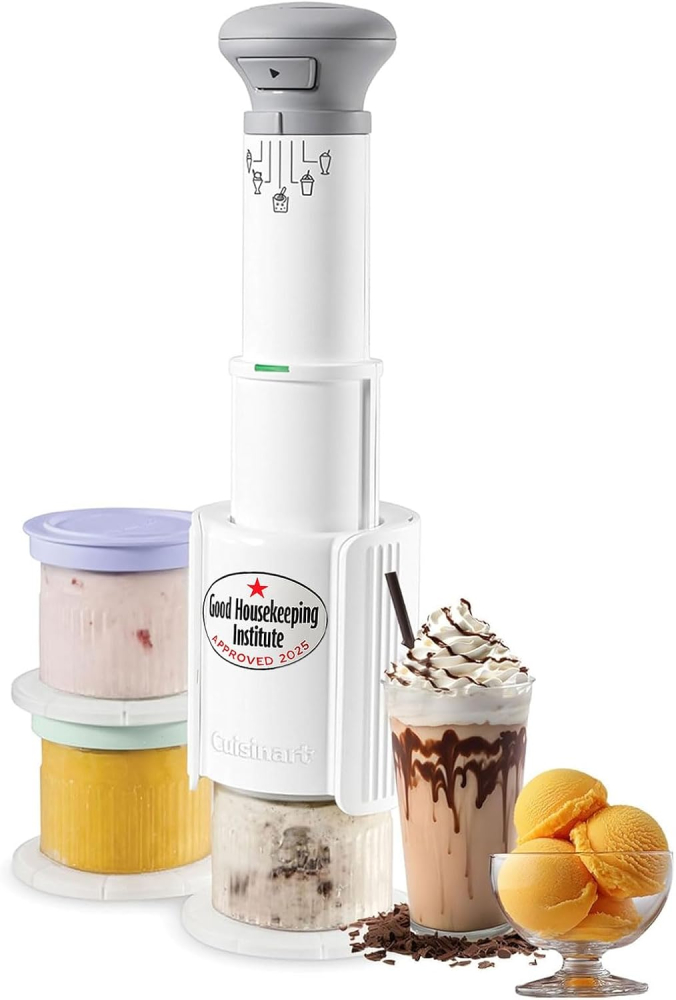 Cuisinart Freeze Wand® Ice Cream Maker | Includes 3 x 240ml dessert pots | 5 presets: Ice Cream, Sorbet, Milkshake, Slushie, Mixins | high-protein, dairy-free, vegan, low calorie