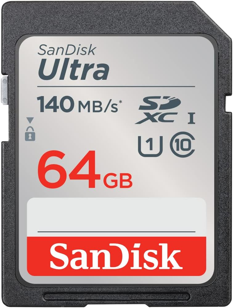 SanDisk 64GB Ultra SDXC Card, SD Card, Memory Card With Up To 140 MB/s Read Speeds, For Entry Level And Mid-range Compact Camera's, Full HD Video, UHS-I, Class 10, U1