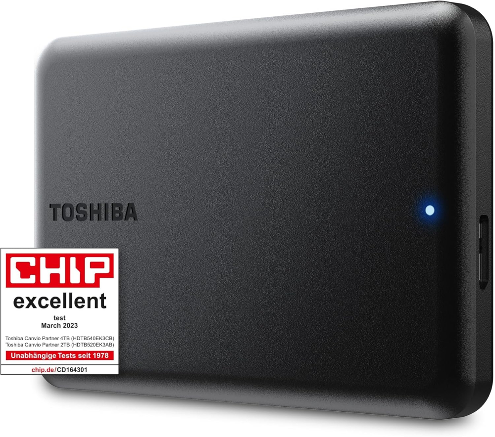 Toshiba Canvio Partner 2TB Portable 2.5’’ External Hard Drive, USB 3.2, Mac & Windows compatible. (HDTB520EK3AB)