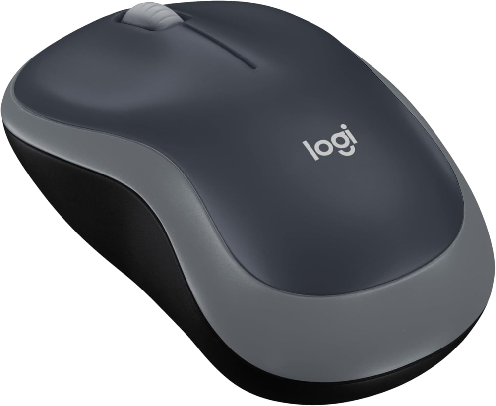 Logitech 910-002235 M185 Wireless Mouse, USB Mini Receiver, Ambidextrous, Compatible with PC, Mac, Laptop, Swift Grey, 2.4 GHz, 1000 DPI Optical Tracking, 12-Month Battery Life