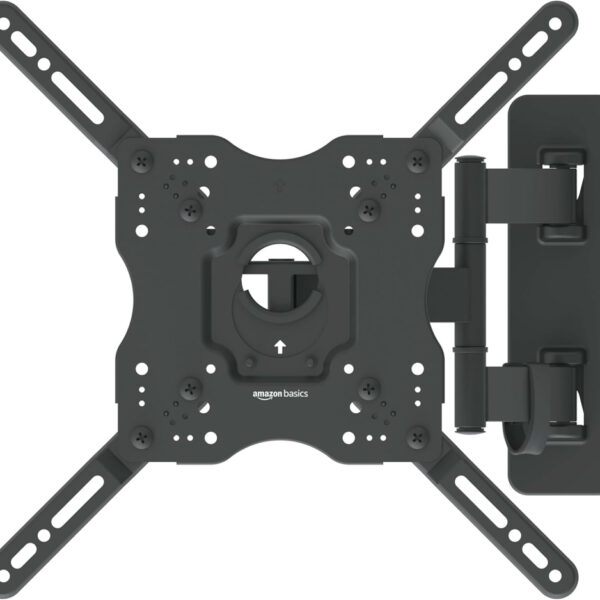 Amazon Basics TV Wall Bracket for 26-55 inch(66cm-140cm) TVs, Swivels Tilts TV Wall Mount for Flat & Curved TV, VESA 100x100mm to 400x400mm, holds up to 36kg, Black