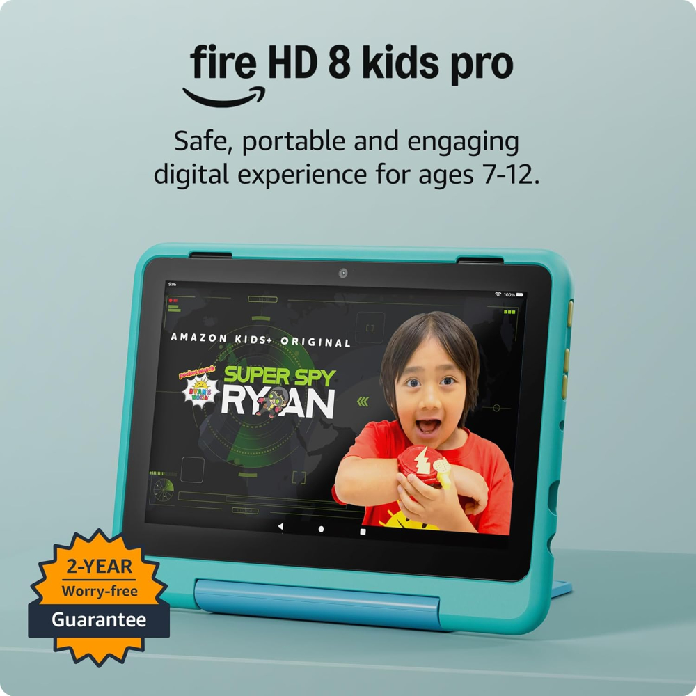 Amazon FireHD 8 Kids Pro tablet (newest gen), ages 6–12 | 3 GB memory, includes ads-free books, games and videos that children love, 8" HD screen, parental controls, 13-hr battery, 32 GB
