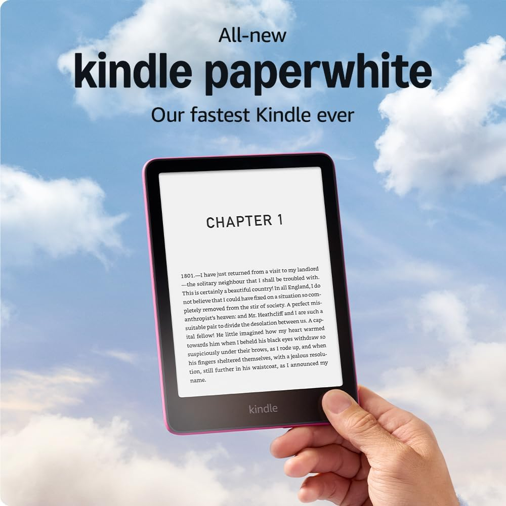 Amazon Kindle Paperwhite (16 GB) Our fastest Kindle ever, with new 7 glare-free display and weeks of battery life With Ads - Raspberry + Kindle Unlimited