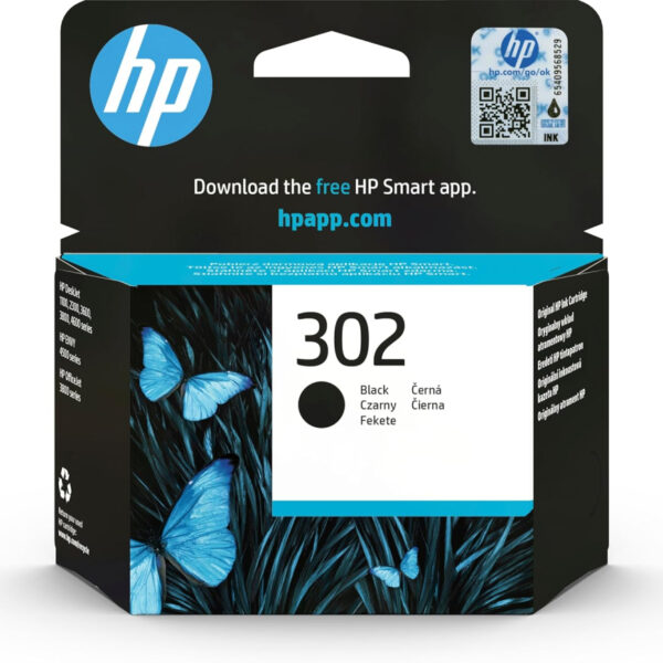 HP F6U66AE 302 Original Ink Cartridge, Black, Single Pack