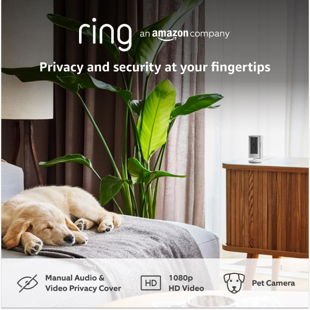 Ring Indoor Camera (2nd Gen) | Plug-In Pet Security Camera | 1080p HD, Two-Way Talk, Wifi, Privacy Cover, DIY | alternative to CCTV system | 30-day free trial of Ring Home