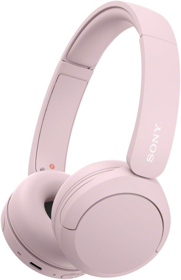 Sony WH-CH520 Wireless Bluetooth On-Ear Headphones, Sound, Lightweight Design, Up to 50hr Battery Life, Quick Charge, EQ, Clear Call Quality, iOS & Android - Pink