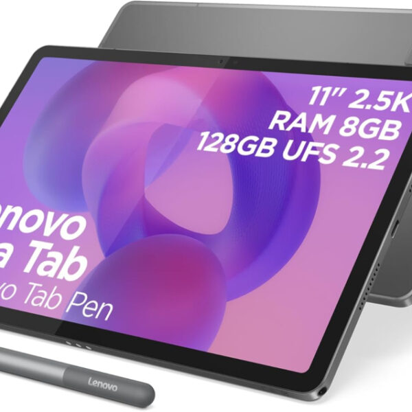 Lenovo Idea Tab - Display 11" 2.5K (2560x1600) 90Hz, Processor Mediatek Dimenity 6300, RAM 8GB, Memory 128GB, WiFi 5, Tablet Android 15, Tab Pen + Folio Case included - Luna Grey