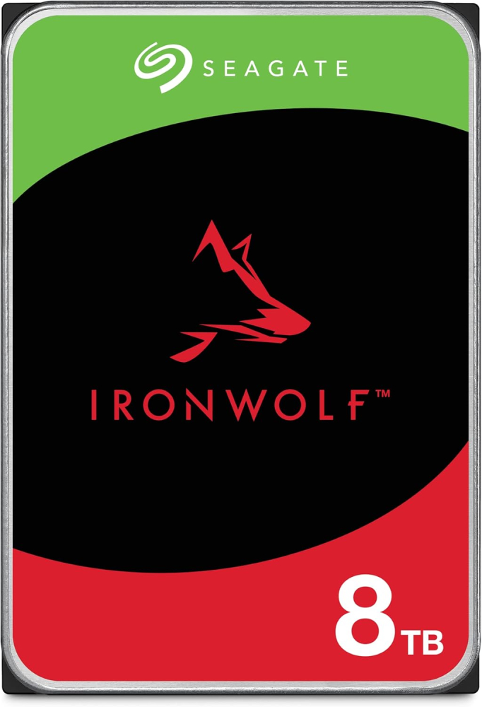 Seagate IronWolf 8TB, Internal NAS HDD, CMR, 3.5 Inch, SATA, 6GB/s, 5.400 RPM, 256MB Cache, Data Rescue Services, (ST8000VNZ02)