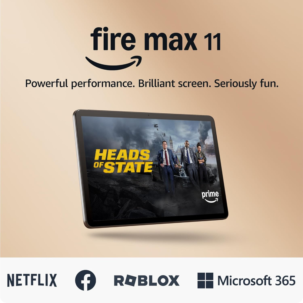 Amazon FireMax 11 tablet (newest gen), our most powerful tablet yet, vivid 11" display, octa-core processor, 4 GB RAM, 14-hr battery life, 128 GB, Grey, with Ads