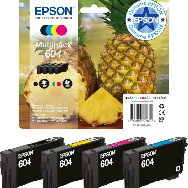 Epson 604 Pineapple, Genuine Multipack, 4-colours Ink Cartridges