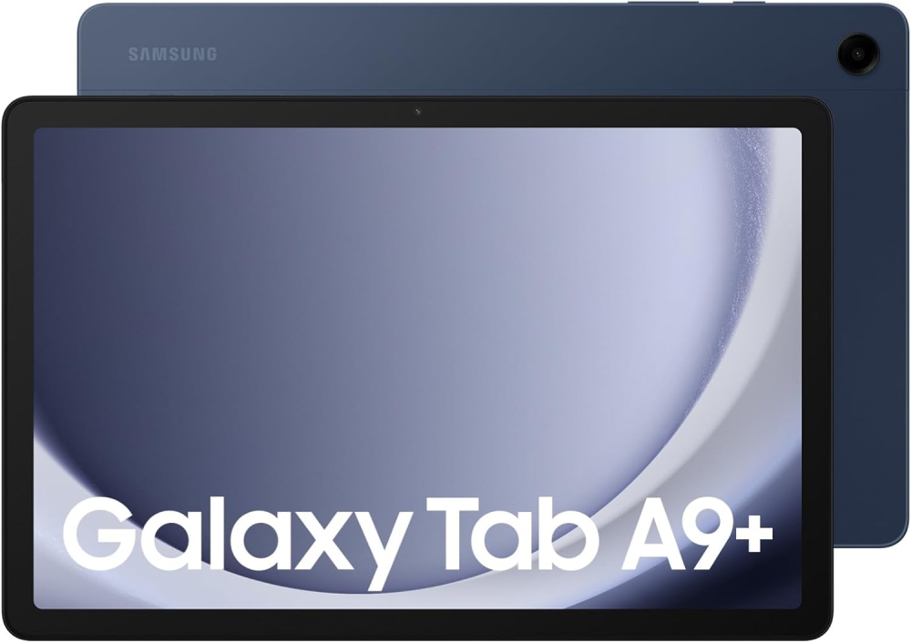 Samsung Galaxy Tab A9+ Android Tablet, 128GB Storage, 6GB Ram, Large Display, 3D Sound, Navy, 3 Year Extended Warranty (UK Version)