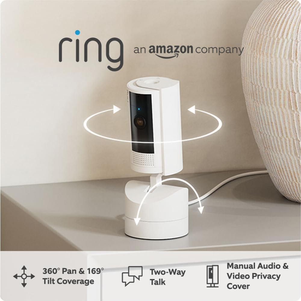Ring Pan-Tilt Indoor Camera | Plug-In Pet Security Camera | 360° pan & 169° tilt coverage, Manual Privacy Cover, HD video, Two-Way Talk, Wi-Fi | 30-day free trial of Ring Home