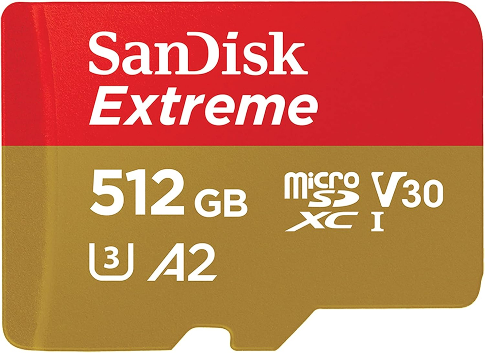SanDisk 512GB Extreme microSDXC card +SD adapter, microSD card for smartphones, action cameras, drones, V30, up to 190 MB/s, SanDisk QuickFlow Technology, RescuePro Deluxe, UHS-I, 4k, V30, A2, C10, U3