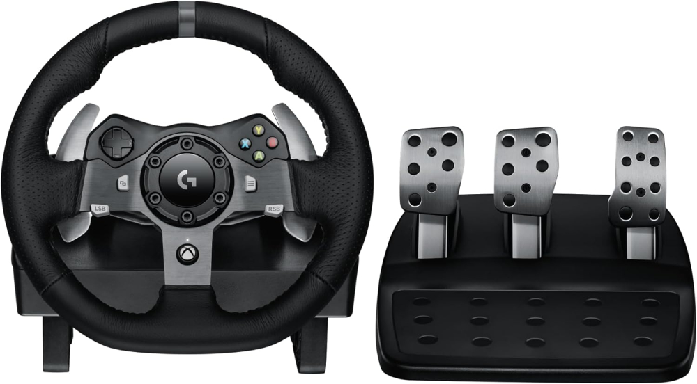 Logitech G G920 Driving Force Racing Wheel and Floor Pedals, Real Force Feedback, Stainless Steel Paddle Shifters, Steering Wheel Cover for Xbox Series X|S, Xbox One, PC, Mac - Black