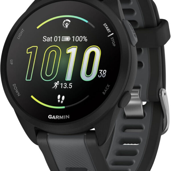 Garmin Forerunner 165 Music GPS 43mm Running Smartwatch, Lightweight, AMOLED Touchscreen, Advanced Training & Insights, Safety & Tracking Features, up to 11 days Battery Life, Black