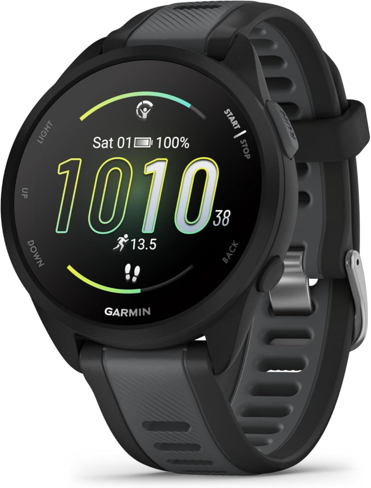 Garmin Forerunner 165 Music GPS 43mm Running Smartwatch, Lightweight, AMOLED Touchscreen, Advanced Training & Insights, Safety & Tracking Features, up to 11 days Battery Life, Black
