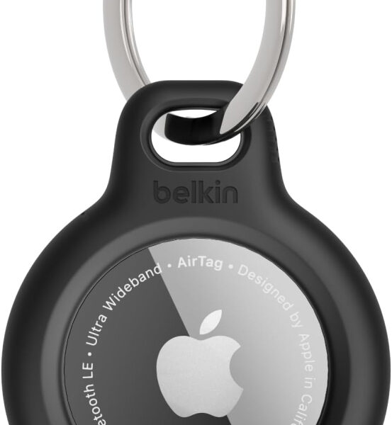 Belkin F8W973 AirTag Case with Key Ring (Secure Holder Protective Cover for Air Tag with Scratch Resistance Accessory) - Black