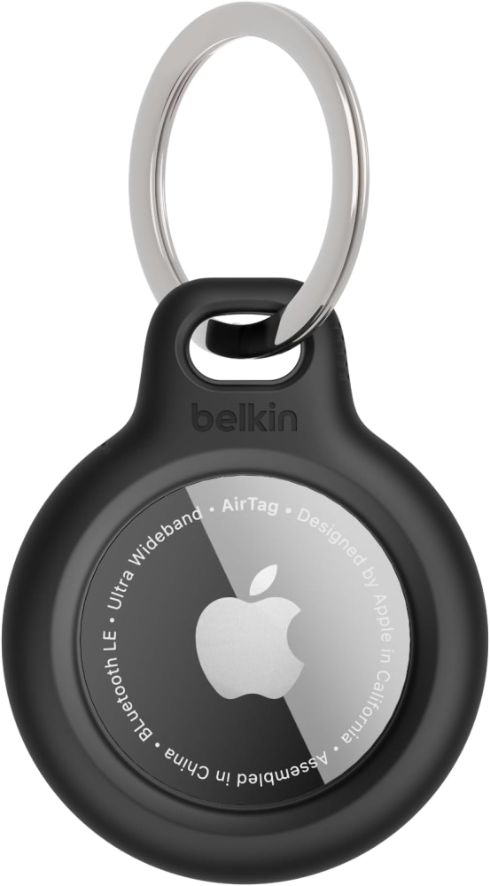 Belkin F8W973 AirTag Case with Key Ring (Secure Holder Protective Cover for Air Tag with Scratch Resistance Accessory) - Black