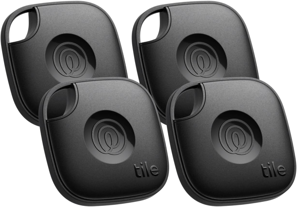Tile by Life360 Mate - Bluetooth Tracker, Keys Finder and Item Locator for Keys, Bags and More, Phone Finder, Both iOS and Android Compatible, Pack of 4 (Black)